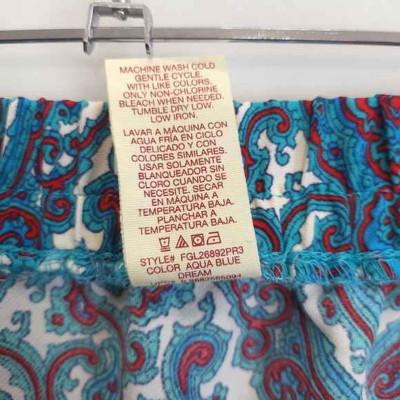 Faded Glory Maxi Skirt Paisley Pull On Women XXL Multicolor Teal Drawstring - Picture 8 of 10